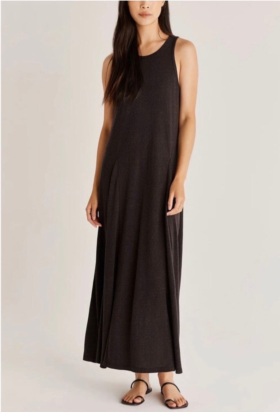 Z Supply Dress Women’s Small NWT Varley Triblend Maxi Black/Gray Textured Casual